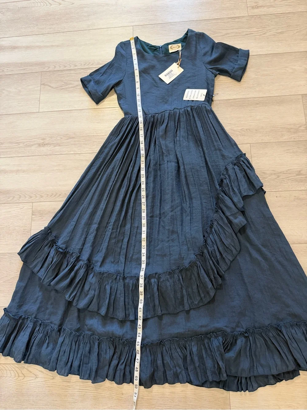 NWT Joyfolie Mia Joy Teen Girl Boho Lace Tiered Cedrica Maxi Dress Blue Sz 14